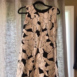 Tahari White & Black Floral Sleeveless Dress